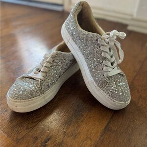 Women's Silver Embellished Sneakers